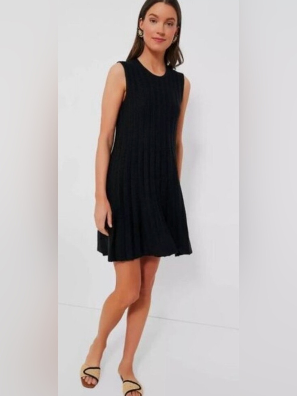 Pomander Place NEW Black Knit Adi Sleeveless A Line Classic Mini Dress Size L